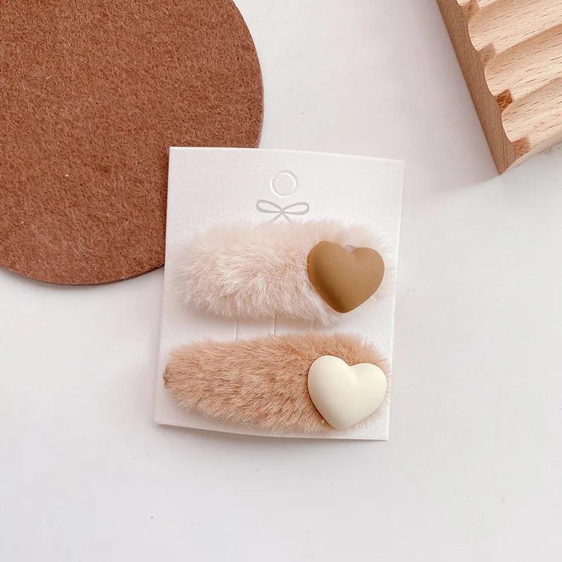 2Pcs Autumn Winter Korean Milk Tea Series Mini Pet Dog Hair Clip Headwear Hairpin Snap Puppy Cat Dog Hair Grooming Accessories