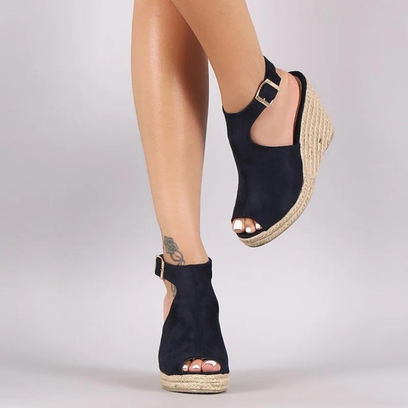 Sandals Breathable and Versatile One-shoulder Buckle Shoes High-heeled Fish-mouth Shoes
