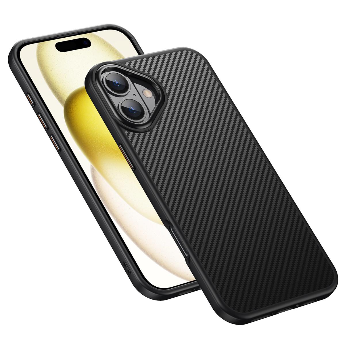 

For iPhone 16 Magnetic Case Compatible with MagSafe Carbon Fiber Texture PC + TPU Cover