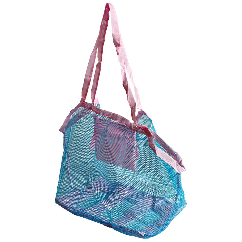 Large-Capacity Mesh Beach Bag Travel Organizer Mesh Toy Storage Bag Foldable Swim Bag