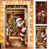 Christmas Door Decorations Covers 2D Winter Holiday Party Background Christmas Door Wrap for Indoor Outdoor Home Kitchen Party