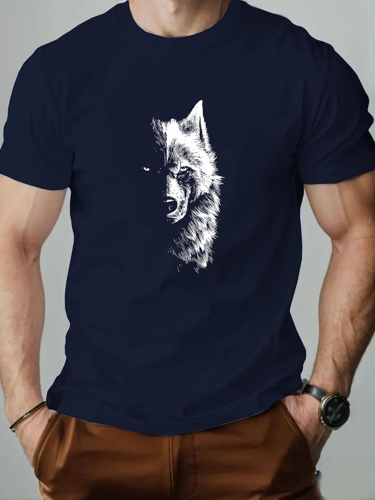 Wolf Print Fashion Versatile 100 Cotton Men Women Tshirt Summer Autumn Daily Outdoor Sports Party Casual Street Short Sleeve