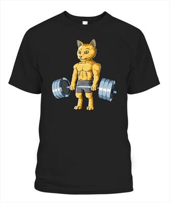 Camiseta unissex para treino de treino de gato de levantamento de peso