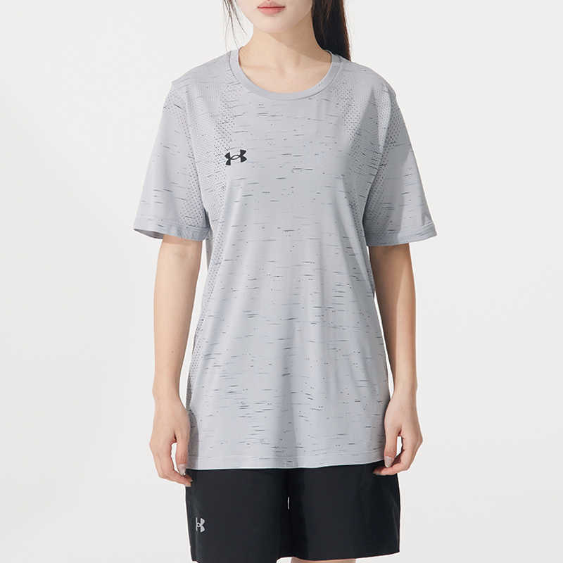 Under Armour Comfortable Casual Outdoor Breathable Short Sleeve T-Shirt Unisex Tops Gray 25500518-009