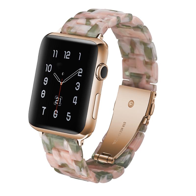 Resin Strap for Apple Watch Band 44mm 40mm 42mm 40mm Accessoreis Luxury Watchband Belt Bracelet iWatch Series 3 4 5 Se 6 Band