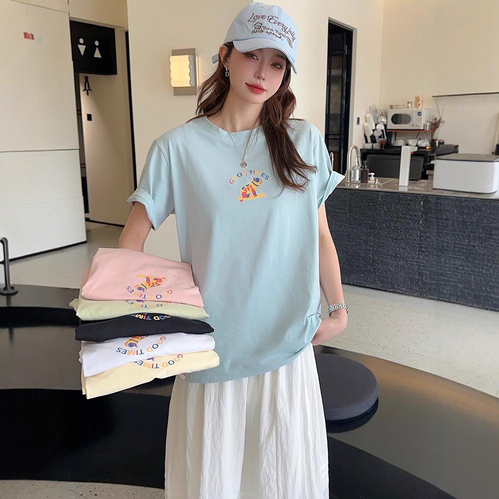

2025 Women s High-End Cool Ice Porcelain Cotton Cartoon Short-Sleeve T-Shirt One Size [90-150 kg]