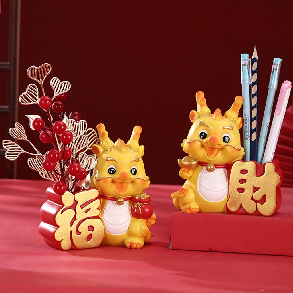 Resin Desktop Decor Delicate New Year Dragon Figurine for Living Room Office Hotel