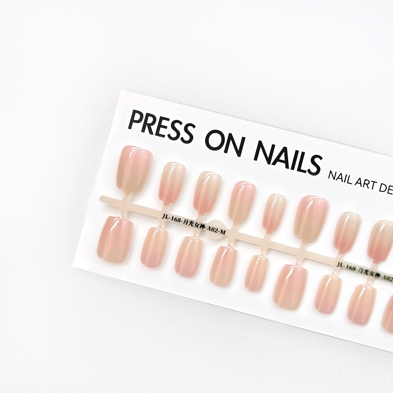 

Jiaolong Autumn/Winter Gradient Nude Pink Press-On Gel Nails with Removable Stickers