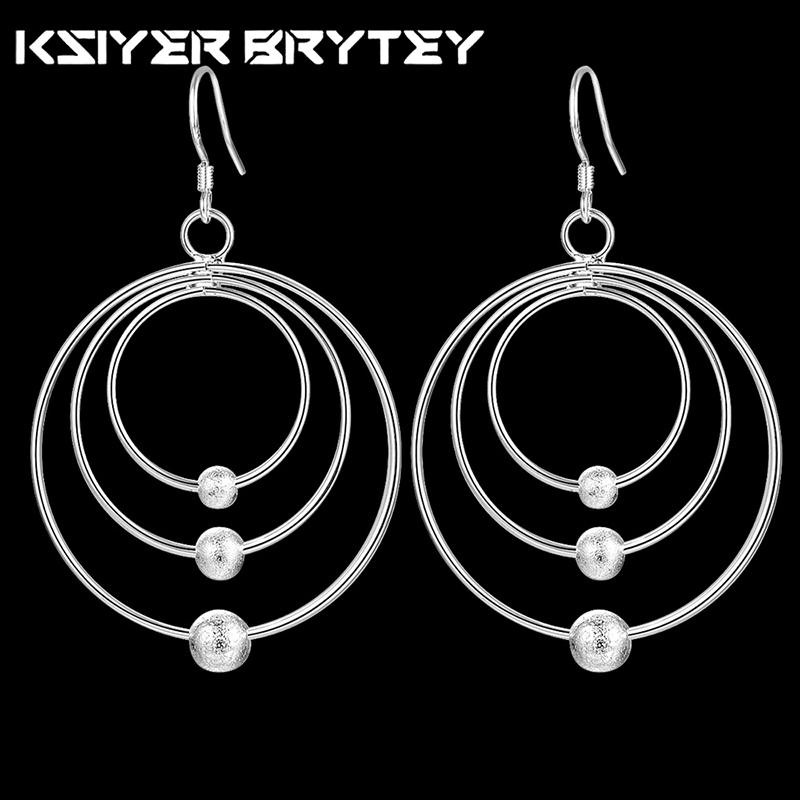 

Серебро 925 пробы Шарм Три круга Бусины Серьги для женщин Роскошная мода Вечеринка Свадебные аксессуары Ювелирные изделия Рождественские подарки