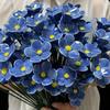 Blue Ceramic Forget-Me-Not Artificial Flowers, 14.56-Inch Fade-Resistant, for Indoor and Outdoor, Decorating Vases, Lawns
