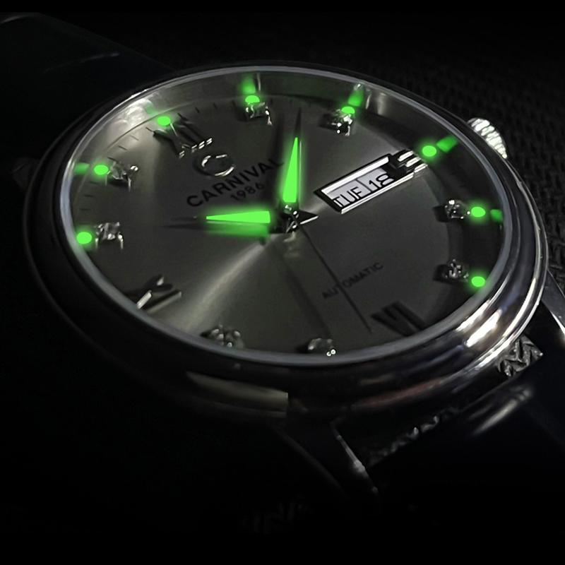 CARNIVAL Top Brand Luxury Men Automatic Mechanical Wristwatch Japan Movement Leather Sapphire Glass Men Watches Reeloj Hombre