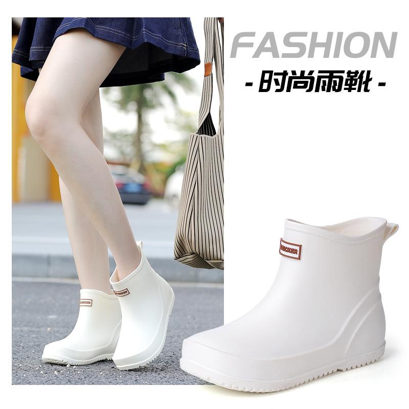 

Новые короткие резиновые женские туфли, износостойкие, нескользящие, водонепроницаемые ботинки для взрослых, водные туфли, бархатные короткие резиновые сапоги 39 белый