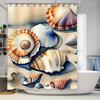 Blau Weiß Orange Muschel Bade Duschvorhang Wasserdicht Dekoratives Waschbeckenraum Waschset für Badezimmerdekoration 3D-Druck Meer A