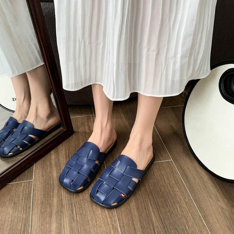 Hausschuhe Damen Neu Sommer Vintage Gewebt Hohl Sandalen Plateausandalen