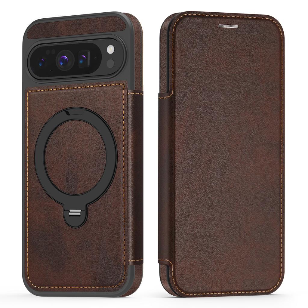 360 Rotating Ring Holder Magnetic Leather Wallet Phone Case For Google Pixel 10 Pro XL 9A 9 8 8A  Shockproof For Magsafe Cover