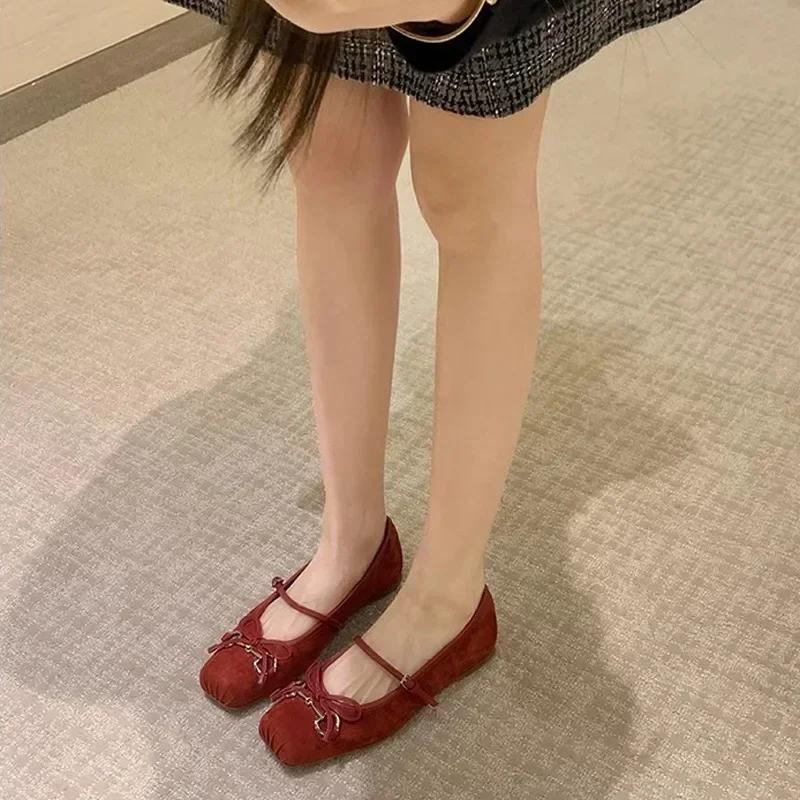 Women Pumps Square Heels New Fashionable French Style Girl Bow Versatile Pig Nose Princess Single Shoes Woman Shoe Brown