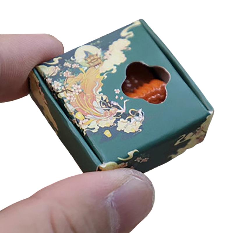 Artisanal Miniature Mooncake Set Complex Incised Plan Rosin Collectible For 1:12 Model House Displays
