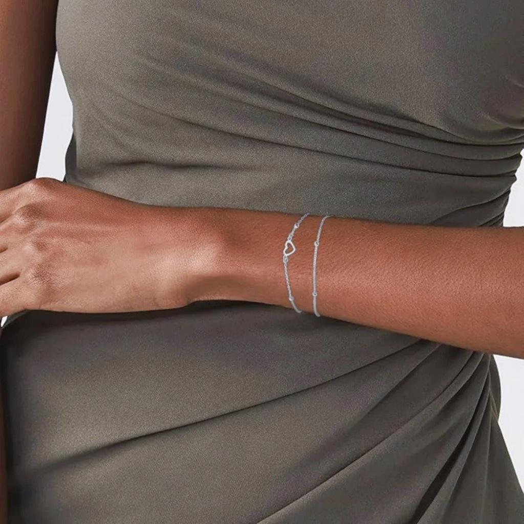 Exquisite Temperament Double Layered Heart Shaped Bead Bracelet For Women