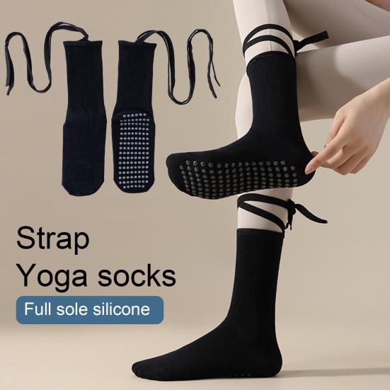 

Шкарпетки для йоги та пілатесу з нековзними підошвами для жінок, шкарпетки до щиколотки на зав язках, шкарпетки-гріпи з мереживом на шнурівці для бару, балету, танців синій