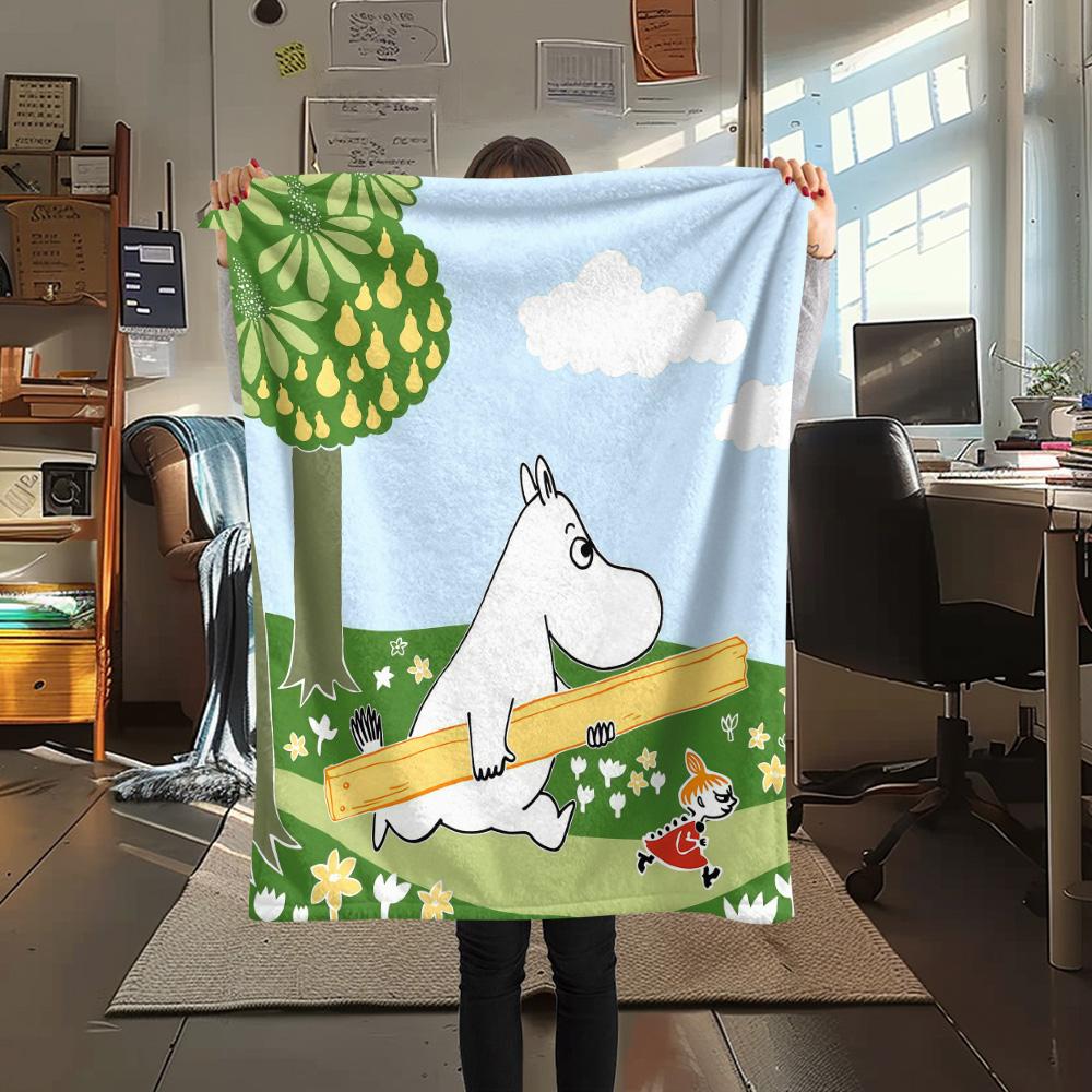 Moomin3 Flannel Blanket, High quality Comfortable for All Seasons, Home Decor, Warmth and Comfort