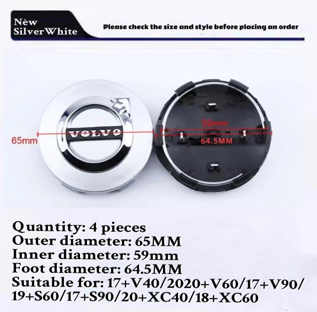 63/65MM Car Hub Cap Wheel Rim Center Replace Cover For Volvo XC60 S60 V40 V50 V60 S80 S40 C30 AWD C70 S40 S60 S80 S90 T6 V70 V9