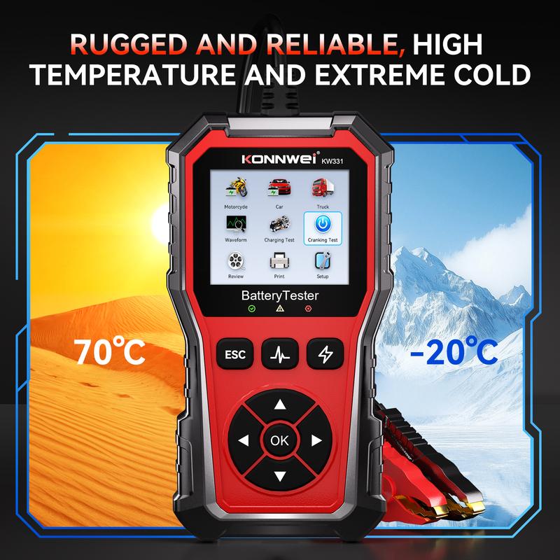 2025 KONNWEi Car Battery Tester Fault Code Clearance Battery Information Monitoring Startup Test Car Battery Charging Scan Tool