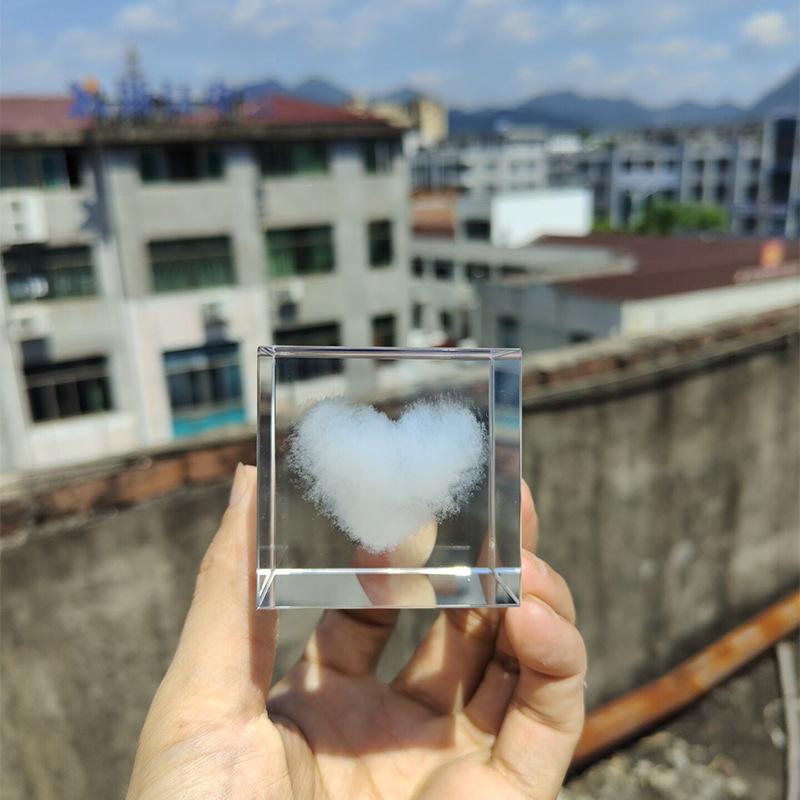 Crystal Transparent Glass Stone Carved Clouds Dandelion Rain Sun Love White Embryo Decoration. Best Choice for Gift Giving