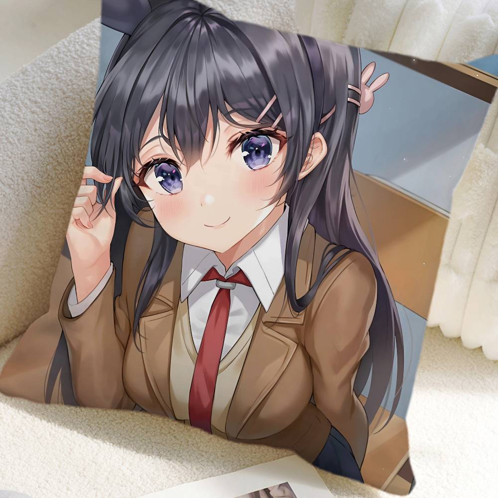 Anime Seishun Buta Yaro Black Stockings Pillow Case Square Pillow Bedroom Sofa Leisure Comfort Cushion Car Home Decoration