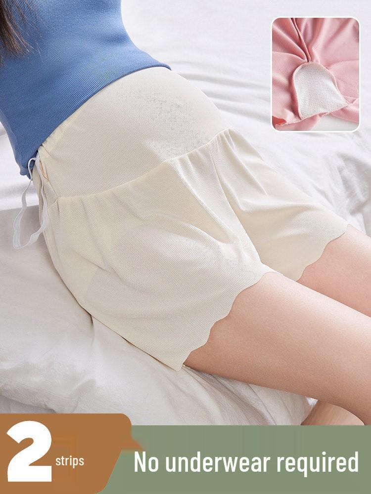 Maternity Ice Silk Safety Pants, Three-Quarter Length, Anti-Exposure, Lightweight for Summer.