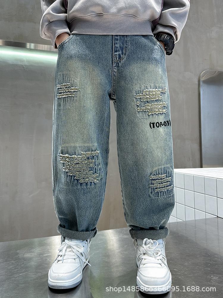 Boys' 2025 Korean Style Casual Loose Straight-Leg Jeans for Spring and Autumn