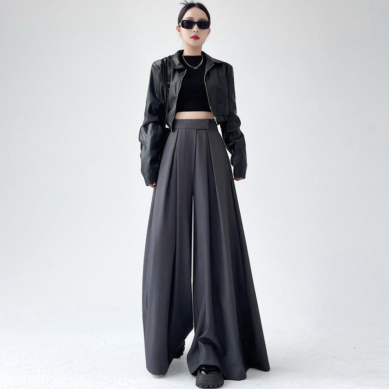 Oblek Kalhoty se širokými nohavicemi Dámské Podzimní Kalhoty s vysokým pasem Dámské Podzimní Volné Kalhoty