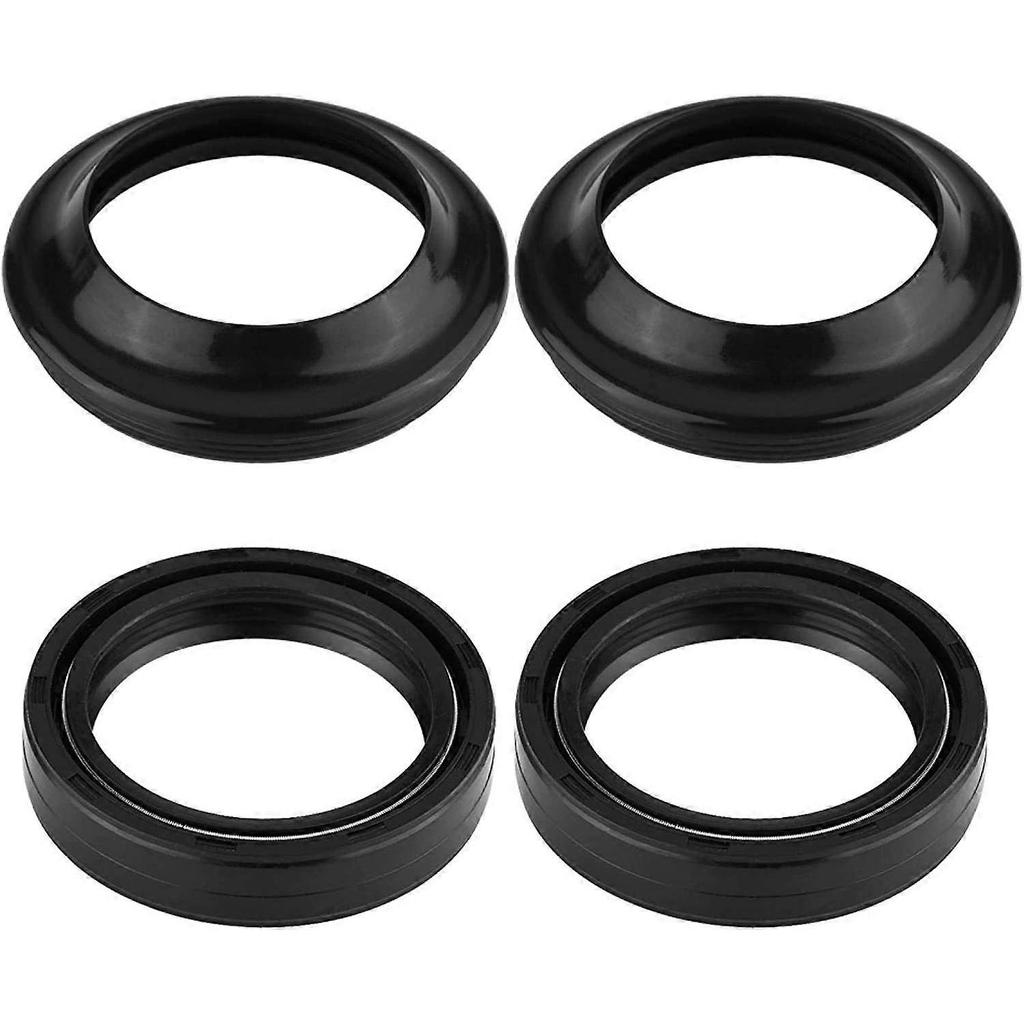 Motorcycle Motorcycle Front Fork Shock Absorber Oil Seal and Dust Seal Kit 43mm X 55mm X 11mm Fits GSX750F GSXR750 Rubber Material Black + Connector S