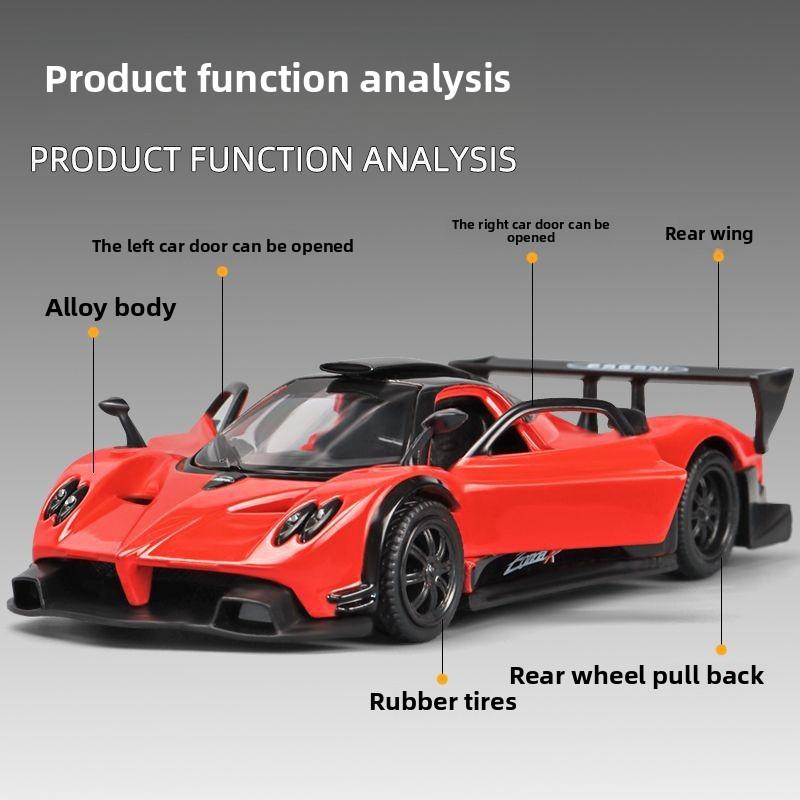 Diecast 1:36 Pagani Zinda R Sports Car Model Simulation Alloy Pull Back Toy Car Model Toy Vehicle Children Boy Birthday Gift