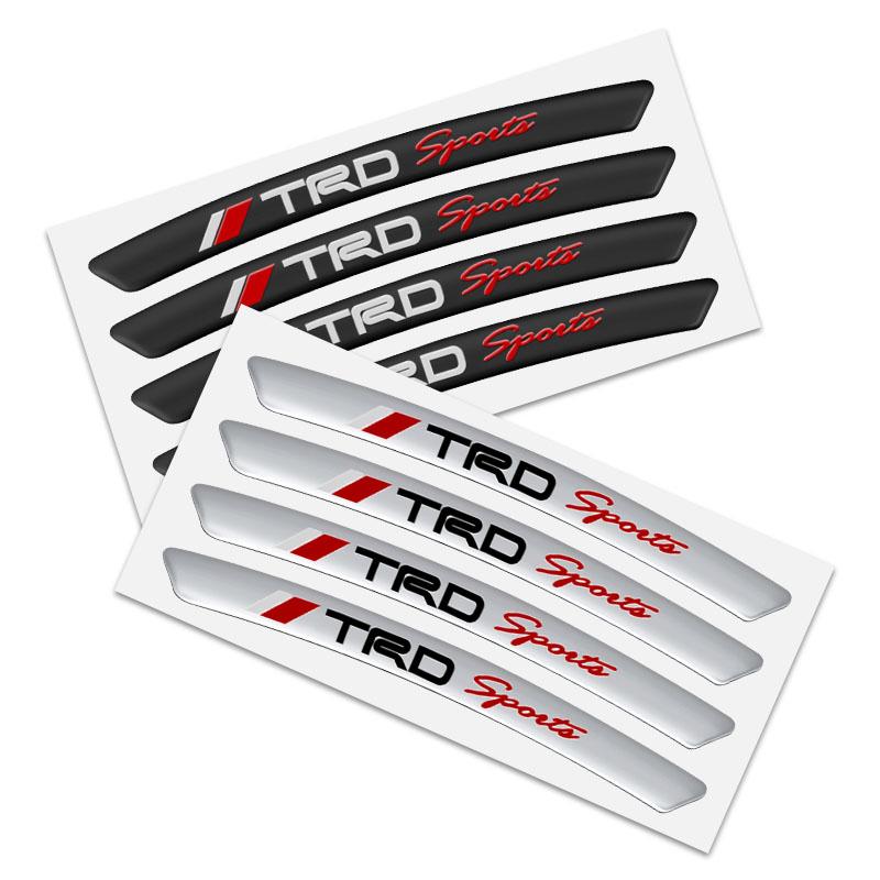 4Pcs Aluminum Car Wheel Hub Badge Sticker Tire Rim Decor Decal for Toyota Trd Corolla Camry RAV4 CHR Yaris Prius Prado Auris Avensis