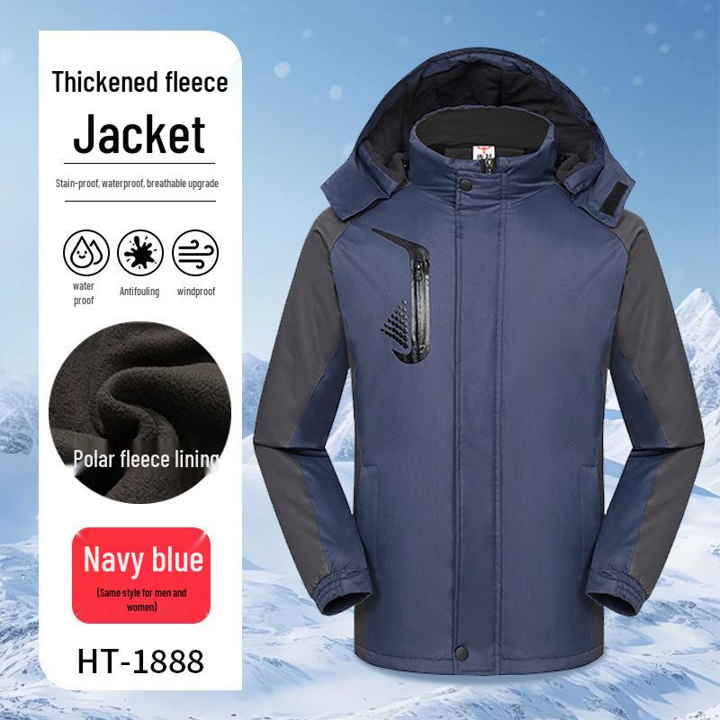 Customizable Logo Waterproof 3-in-1 Windbreaker: Thick, Outdoor Work Jacket for Autumn and Winter