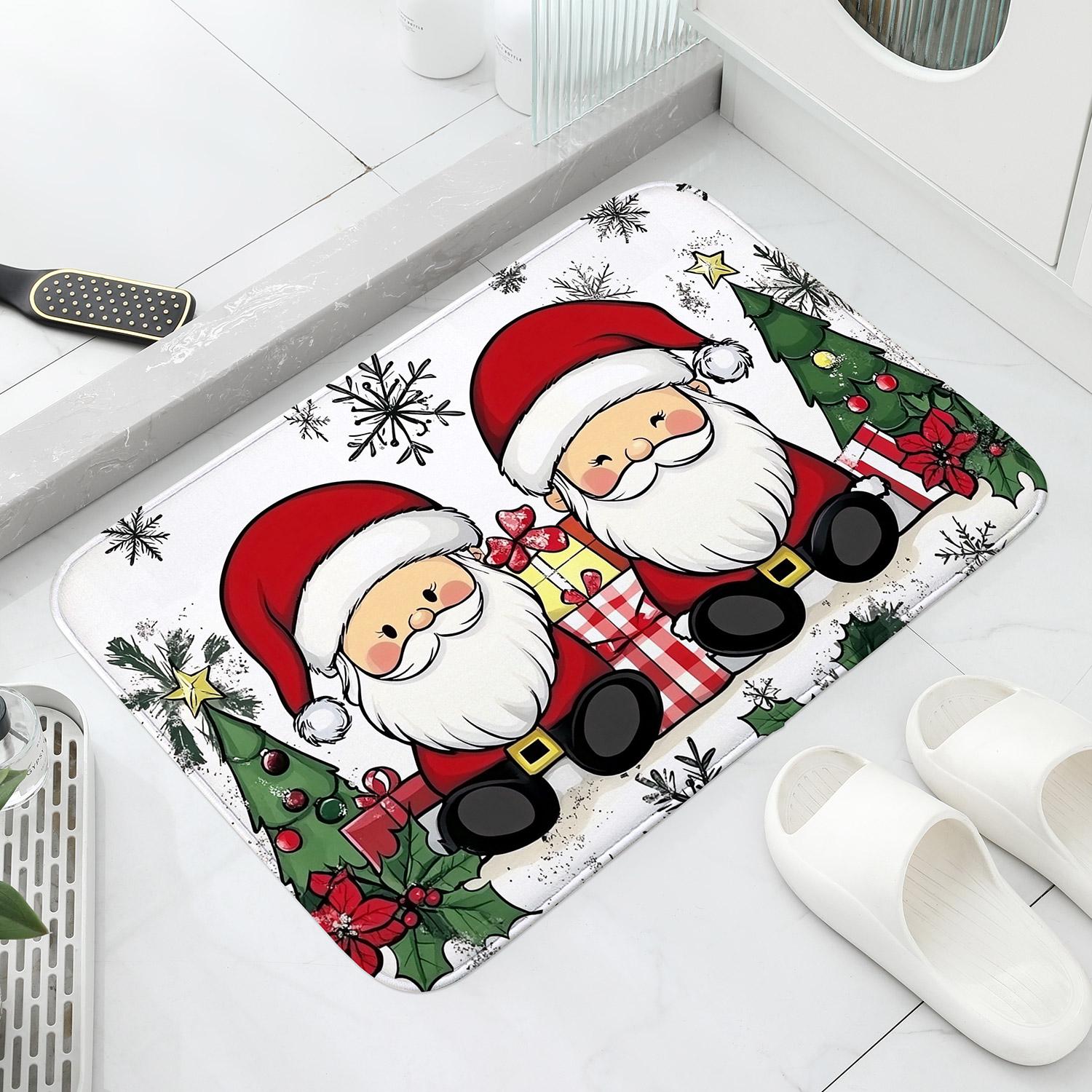

Рождественский декоративный ковер - дизайн подарка Санта-Клауса, противоскользящий дверной коврик, внутренний и внешний коридор, ванная комната, балконный ковер 40cmx60cm