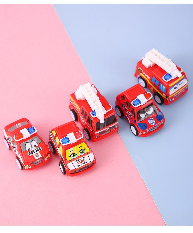 High-Quality 6Pcs High-Quality Cartoon Compact Size High-Quality Pull High-Quality Back High-Quality Fire High-Quality Truck High-Quality Police