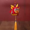 Cute Zodiac Dragon Plush Pendant with Tassel Folk Art Embroidery Pattern Stuffed Animal Mascot