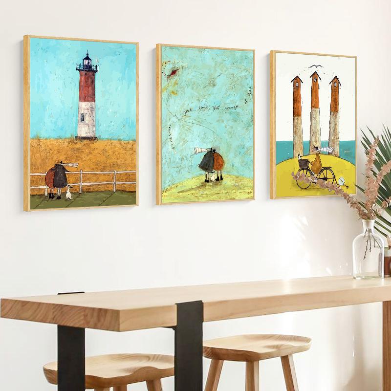 Cute Cartoon Happy Family Lover Painting On Canvas Happiness Love Posters and Prints for Living Room Bedroom Decor Wall Art