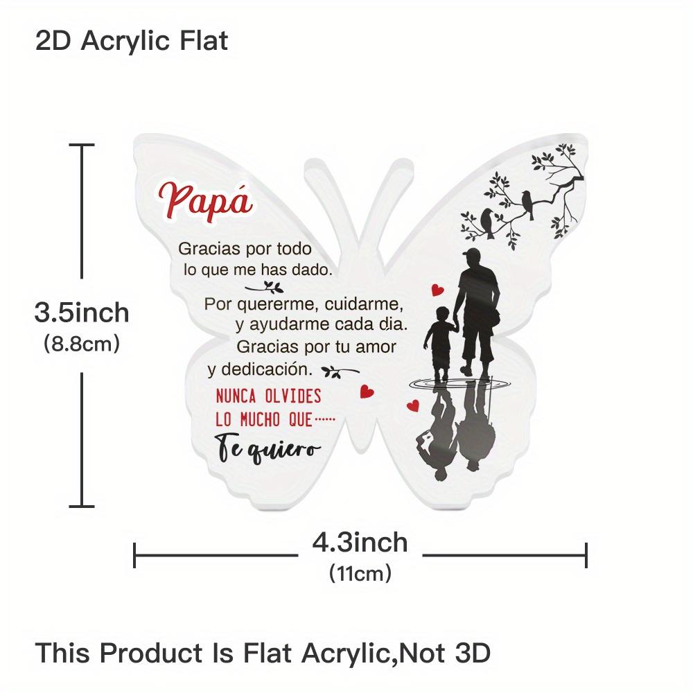 Spanish Butterfly Shaped Acrylic Sign - Father's Day Gift with 'Papa Gracias Por Todo' Message, Contemporary Farmhouse Table Decor for Home