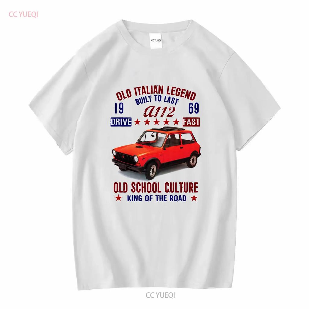 VINTAGE AUTO ITALIANA AUTOBIANCHI A112 1969 NUOVA MAGLIETTA IN COTONE Maniche Lunghe Vintage Lavata Unisex Moda Grafica Alla Moda Morbida