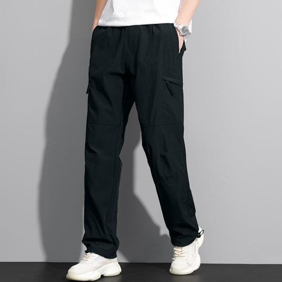 Men Thick Cargo Pants Fleece Lined Casual Trousers Multi Pocket Straight Leg Autumn Winter Pants for Daily Outings Street Wear