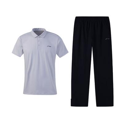 Fashion Polo Collar Short Sleeve T-Shirt Comfortable Breathable Straight Leg Pants Casual Sports Suit Men Suit W517-5+W827-1
