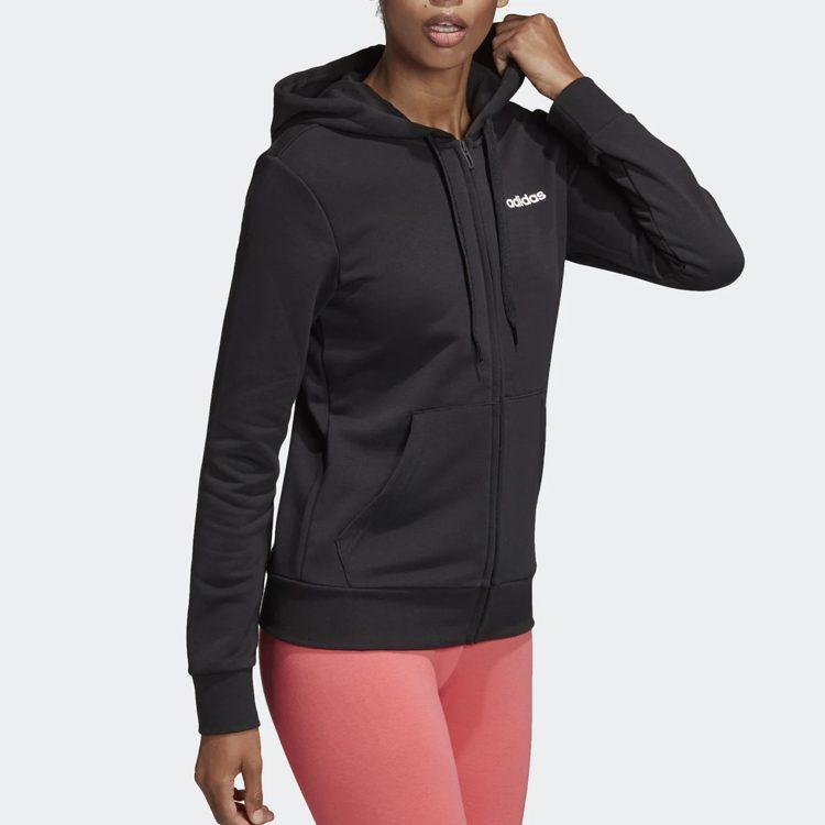 Adidas Sweatshirts Unisex Black Hooded Moderate Cardigan DP2414
