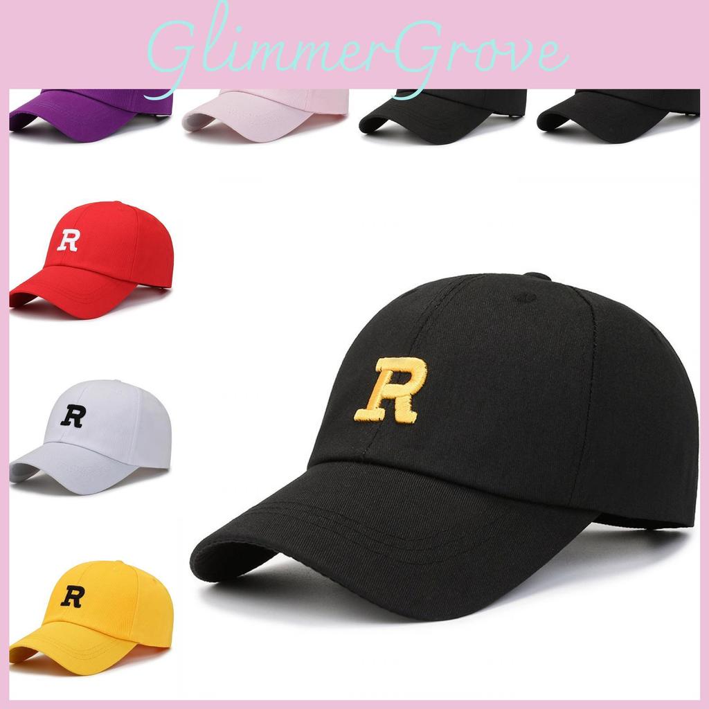 R Letter Embroidery Baseball Hat Outdoor Sun Protection Breathable Cap Peaked