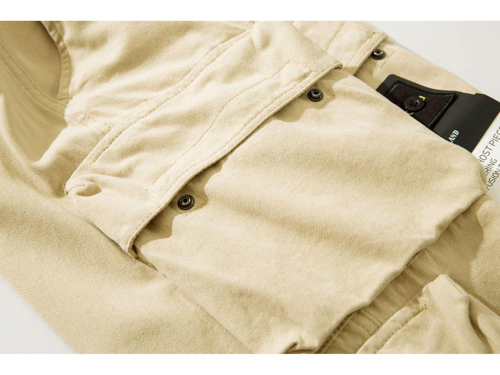 Stone Washed Casual European & American Four-Pocket Loose Solid Color Overalls