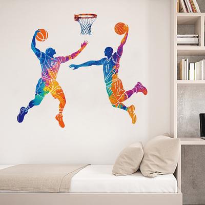 1 Set Transluzente PVC Selbstklebende Wandaufkleber Wasserdichte Gebäudeaufkleber für Zuhause Wohnzimmer Schlafzimmer Wanddekoration Basketball 600x300mm