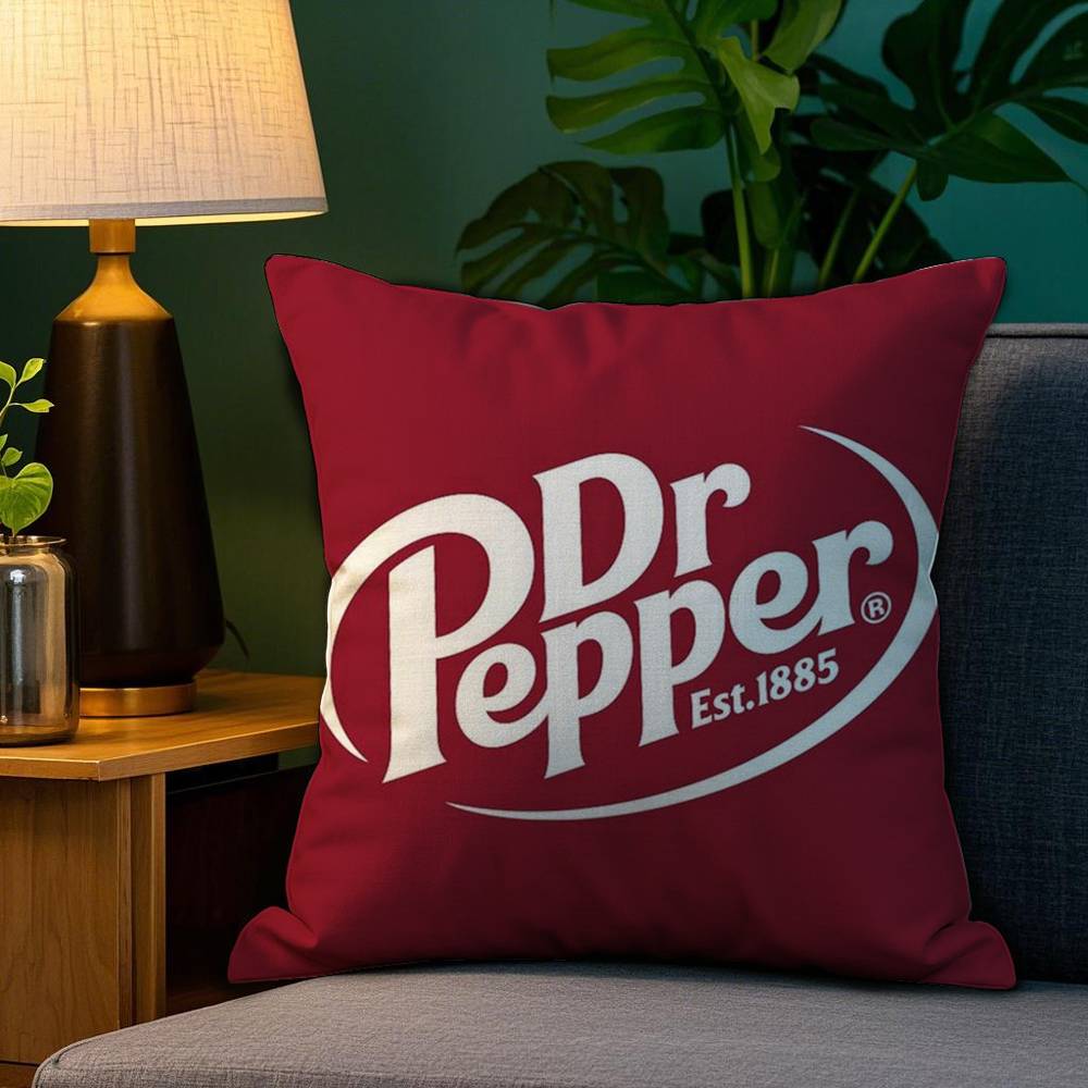 Cherry Drink D-Dr-P-Pepper Pillow Case Plush Fabric Soft Double Sided Print Home Sofa High Quality Cushion Cover Throw