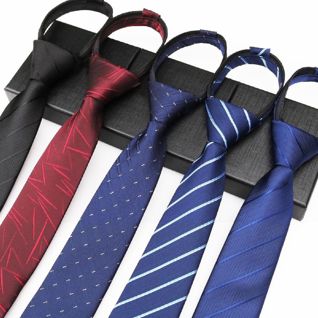 [BetterJonny] [Set of 5] One-touch ties, approximately 48cm long, adjustable men's ties with zippers, 3-second fastening, no tying required, easy