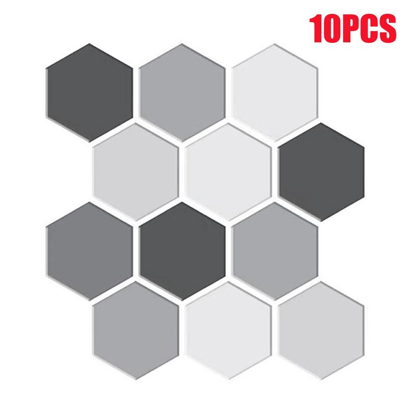 Wall Tile Stickers 10 Sheets Laundry Room Decals 3D Vanity Peel And Stick Wall Tile Hexagon For Kitchens Bathrooms Fireplace
